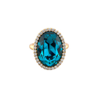 Azure Oval Halo Ring